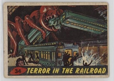 1962 Topps Bubbles Mars Attacks! Terror in the Railroad #34 7ut