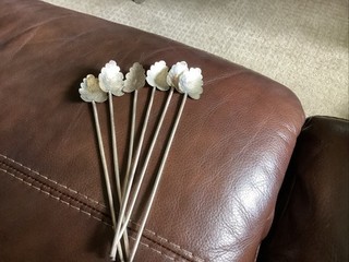 6 Vintage Sterling Silver Mexico 8 Inch Drinking Straws w Leaf Spoon