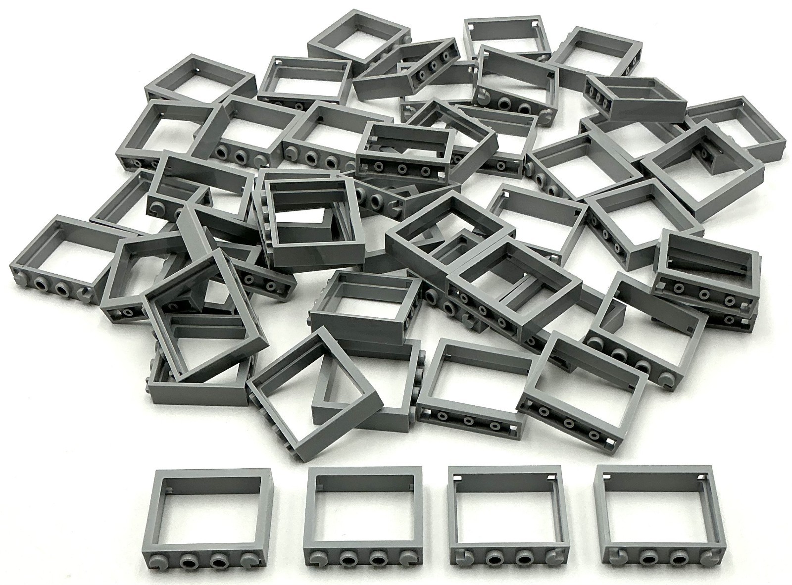 Lego 50 New Light Bluish Gray Window Frames 1 x 4 x 3  w/Tabs Parts NO GLASS