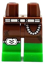 Lego New Reddish Brown Minifigure Pants Legs Green Boots Silver Belt Chain