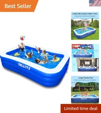 Oversized Inflatable Pool - 120" x 72" x 22" for Kids & Adults, Safe & Durable