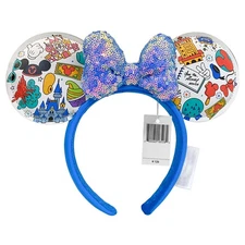 Disney- Resort Headband Play in the Park WDW Castle Sequin Bow Minnie Ears US