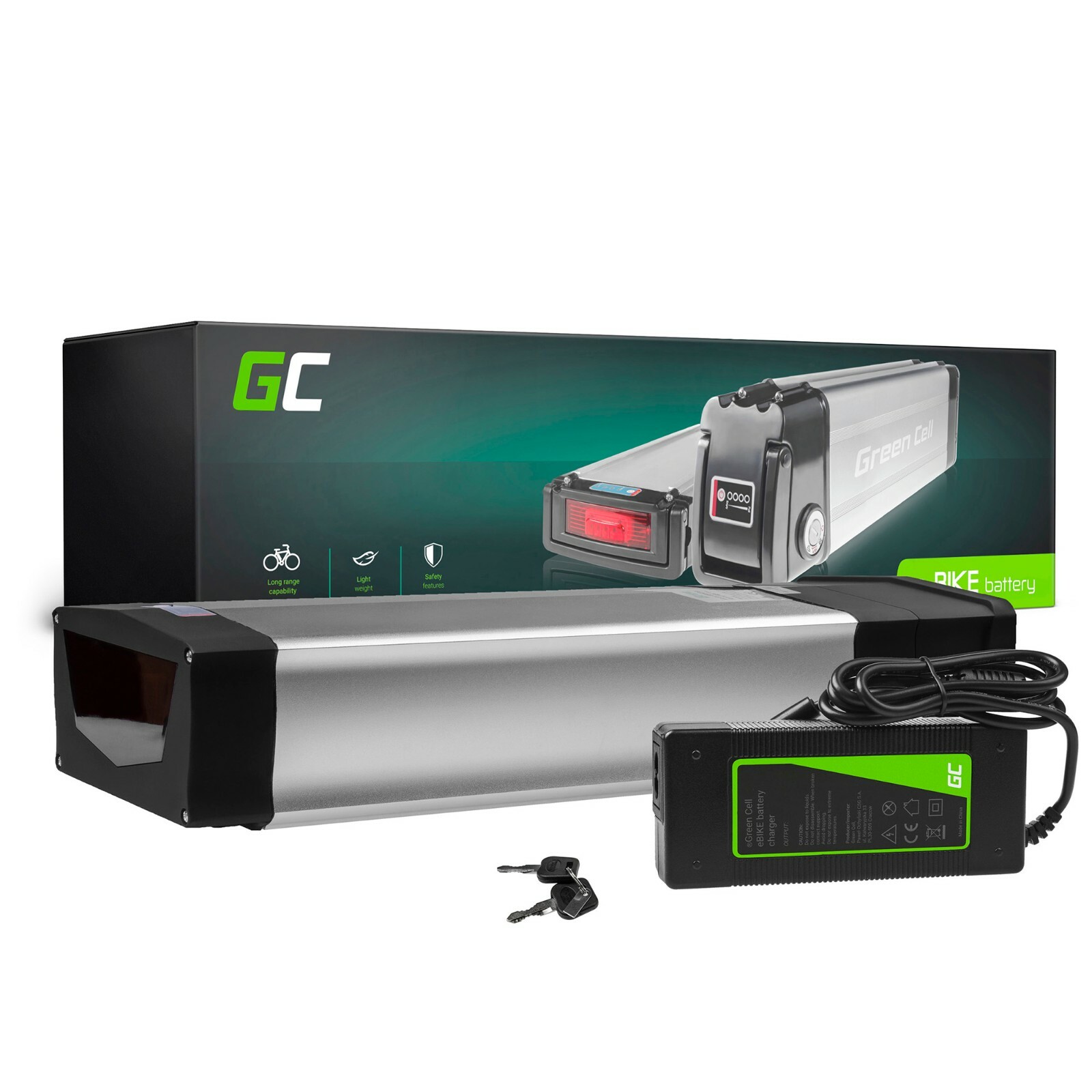 GC Batería Bicicleta Eléctrica 48V 20Ah E-Bike Rear Rack Li-Ion con Cargador