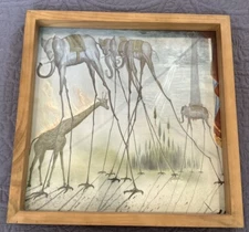 Salvador Dali CELESTIAL ELEPHANT Reproduction Print Portion Under Glass 17x17”