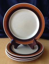 4 Colditz Made in GDR Keramik beige Braun Teller Brotteller Ø 17,5 cm