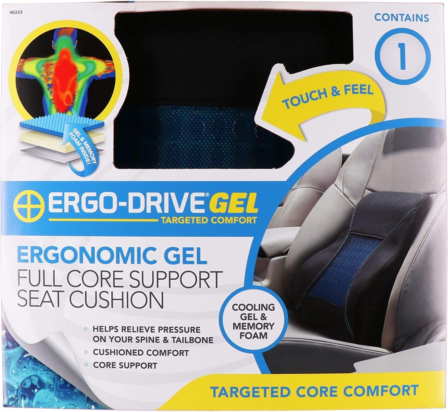 ERGO DRIVE Gel Full Lumbar Support Cushion (40233) 77341158394 eBay