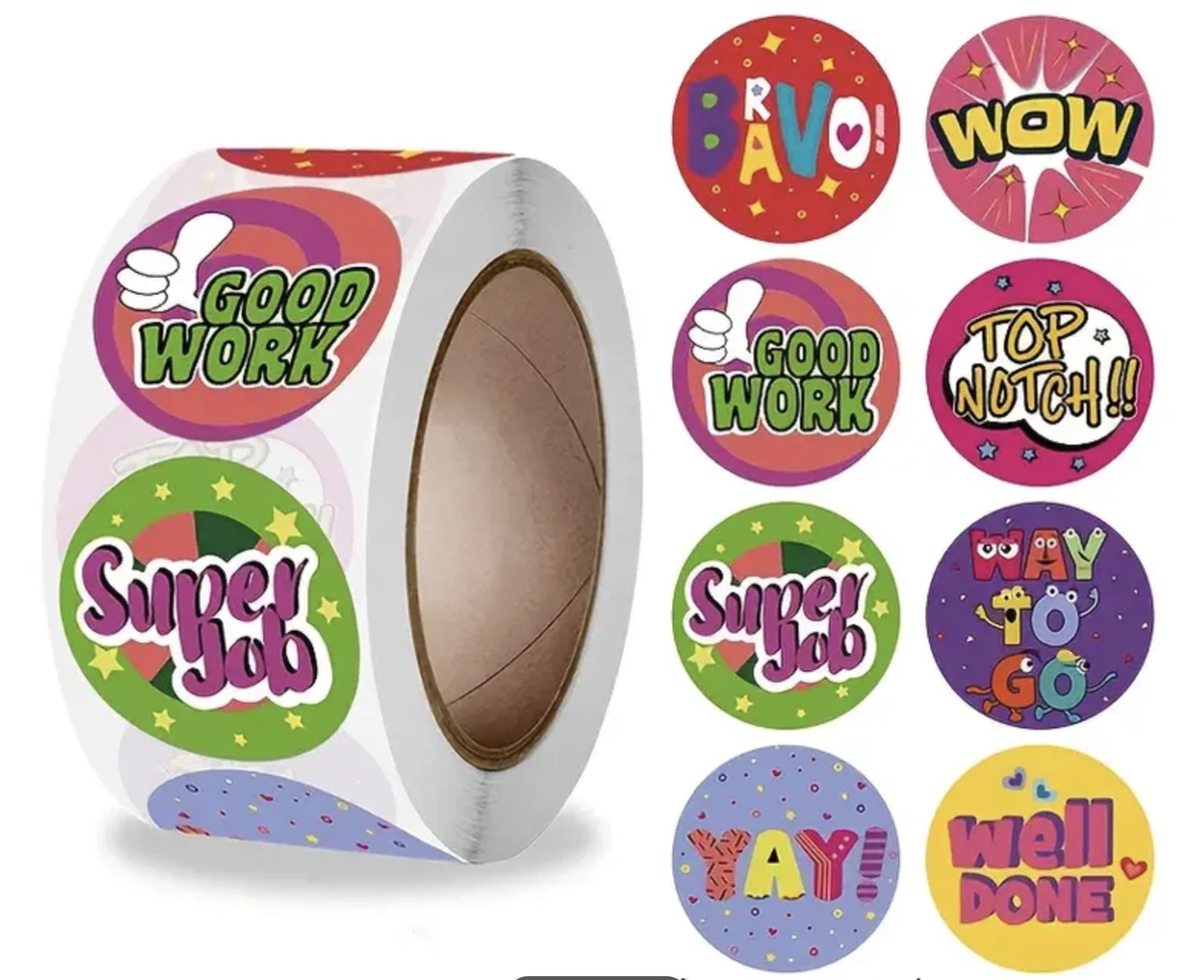 Positive Reward Teacher Merit Stickers 2.5cm 50/100pc Kids Classroom Award