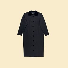 1970s black trench coat by Wilma B, vtg size 6 black wool-laine Canadian jacket
