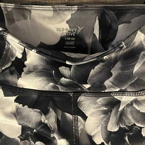 Girls Black & White Flower Old Navy Active Leggings Size L 10/12 - Picture 9 of 9