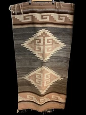 Neutral Colors Soft Woven Area Rug Wall Hanging Boho Aztec Wool Blend 56" x 29"