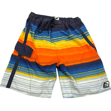 Vintage 90s Laguna Sz S 30/32 Stripe Swim Shorts Trunks Blue Yellow orange White