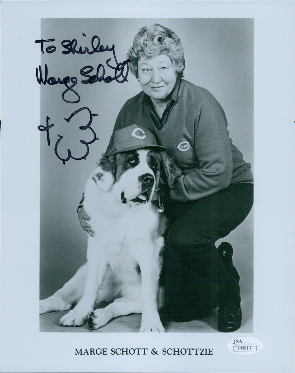 Marge Schott & Schottzie Cincinnati Reds Signed 8x10 Photo JSA