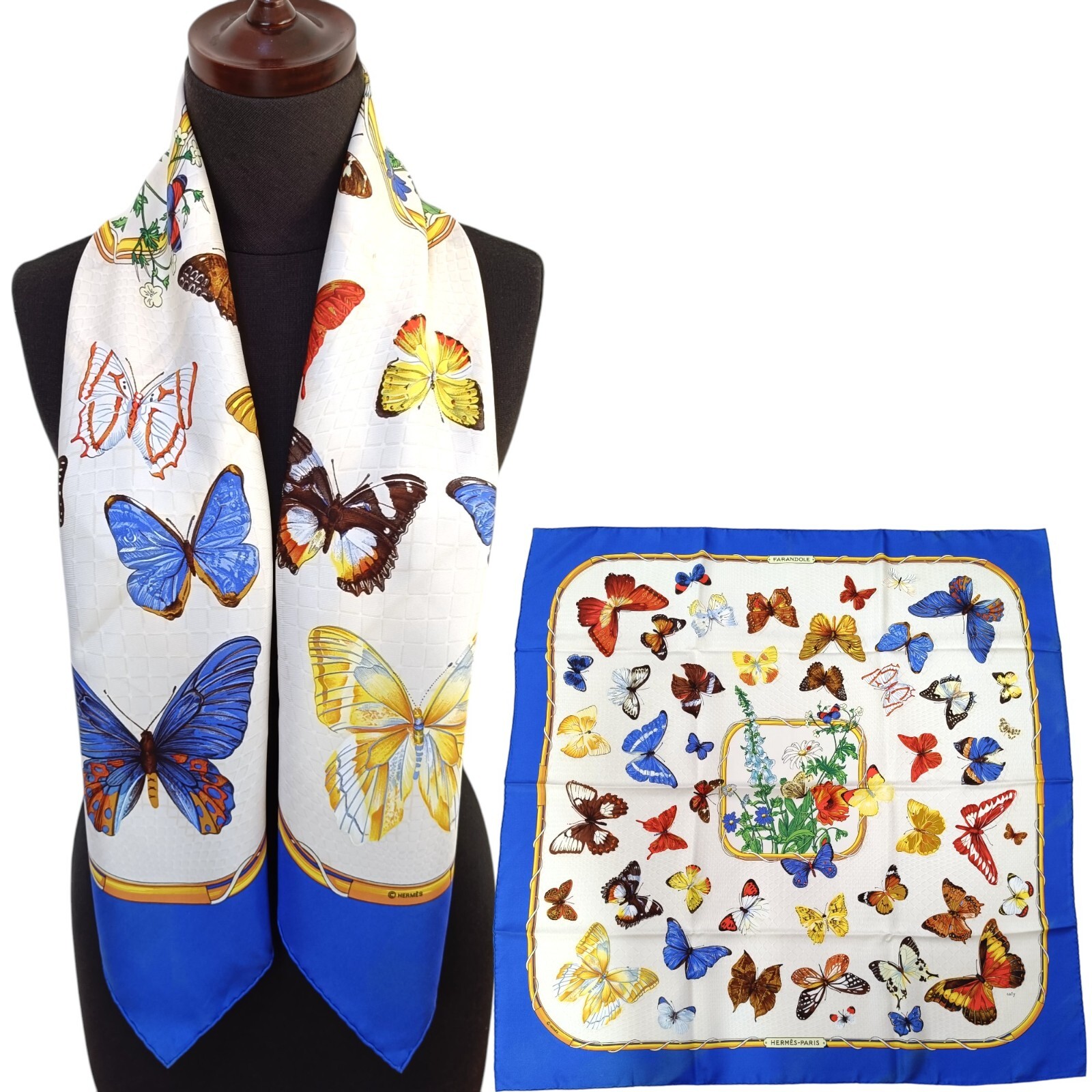 Hermes "FARANDOLE" Provenza Danza Carre 90 Seda 100% Bufanda De Colección Rara Limpia