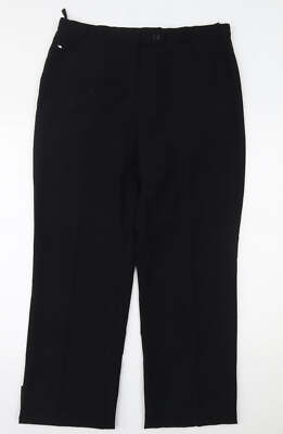 Marks & Spencer Damen Schwarz Polyestermischung Hose Größe 14 L31 in
