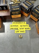 QTY 1 BOSTON GEAR Y6448 BRASS SPUR GEAR 64P 48 TEETH LIVE STEAM SERVO 20 DEG PA
