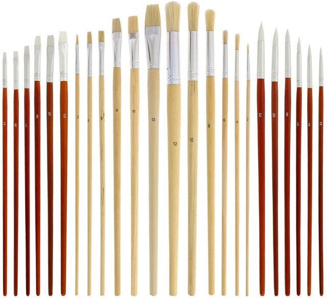 Us Art Supply 24 Piece Oil Acrylic Paint Long Handle Artist Paint Brush Set Wi  eBay