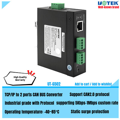 UOTEK Industrial TCP IP to CANBUS Converter Protocol 2 Ports Can bus Adapter