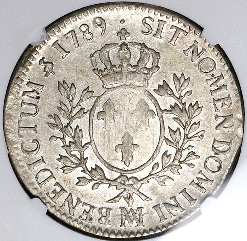 1789-MA NGC AU France Louis XVI Ecu Rare Marseille Mint Coin POP 1/1 (25061603C) - Picture 3 of 6