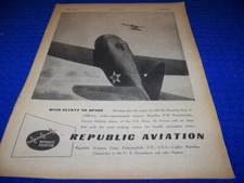 1942 REPUBLIC P-47 "WITH PLENTY TO SPARE"..1-PAGE SALES AD (730JJ)