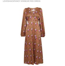 LoveShackFancy Floral Kinnear Midi Dress Ruby Goldmine NWT $595 Women’s Size 2