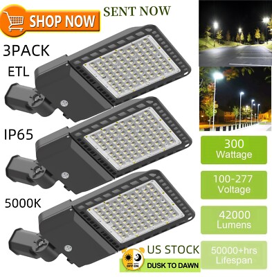 3x LED 300W Parking Lot Light,140LM/W 5000K LED Street Light / LED Shoebox Light