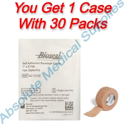 *30-Packs* Bioseal Self Adherent Bandage Coban 1'' x 5 Yards Sterile 4015/30