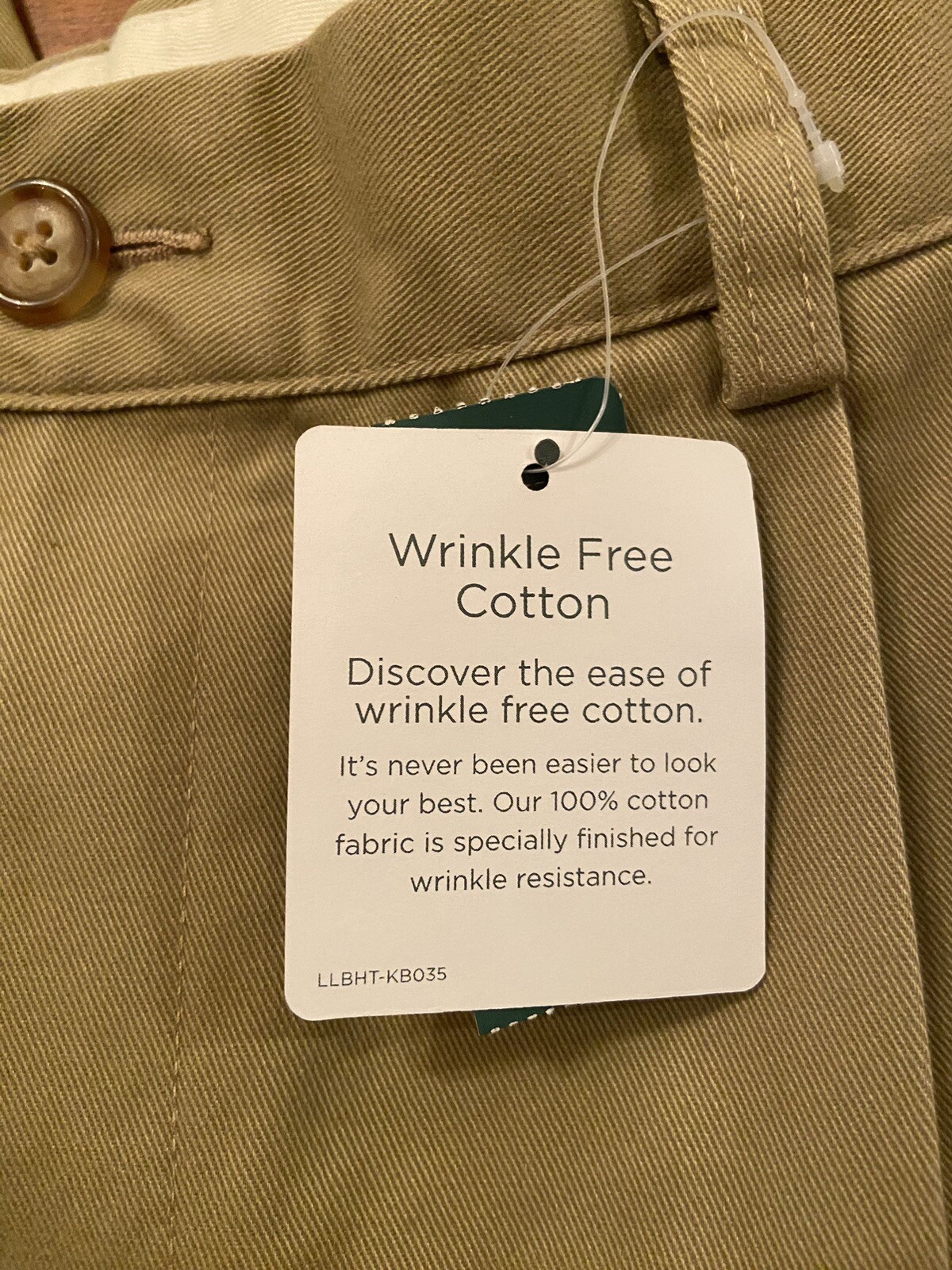 LL Bean Men’s Dark Khaki Classic Fit Pleated 100 Cotton Chino Pants Sz