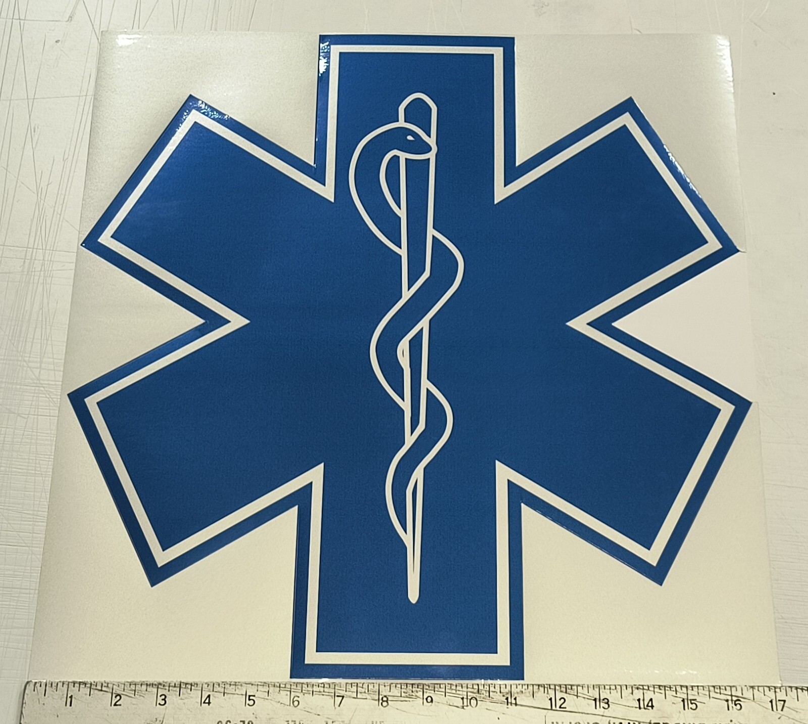 Reflective Fire Ambulance Star of Life sticker decal- 17"