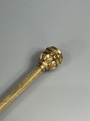 Antique Victorian 14K Gold Propelling Pencil W/Stone Crown Screw