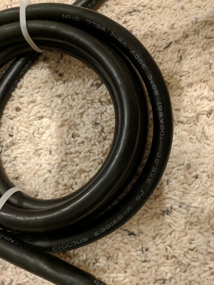Used 8ft Well Shin Power Cord 3x 10AWG 300V E90165-K VW-1