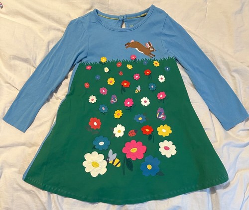 Mini Boden Bunny Easter Spring Dress Girls EUC Size 4/5