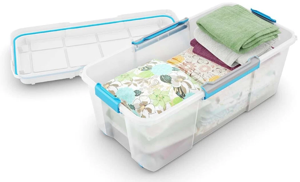 BAULE CONTENITORE TRASPARENTE CON COPERCHIO 73,5x44,5x46 cm - Immagine 2 di 4