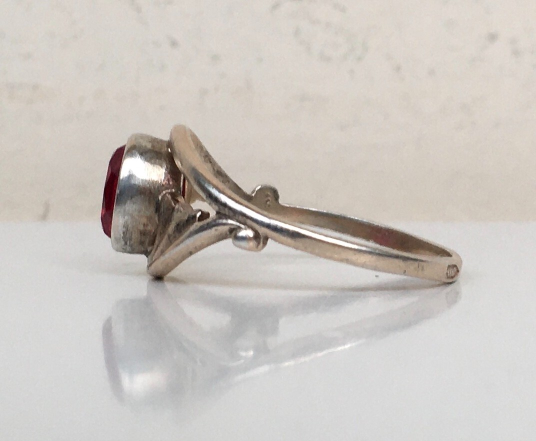 Ring №51 Vintage Soviet Red Ruby Ring Silver Ring… - image 8