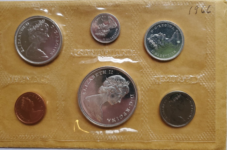 1966 CANADA SILVER PROOFLIKE (PL) UNC SET IN ORIGINAL ENVELOPE eBay