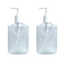 2 pcs 8 oz Clear Lotion Dispenser Bottle with pump 6"H x 3"W 1-1/2" diameter NEW