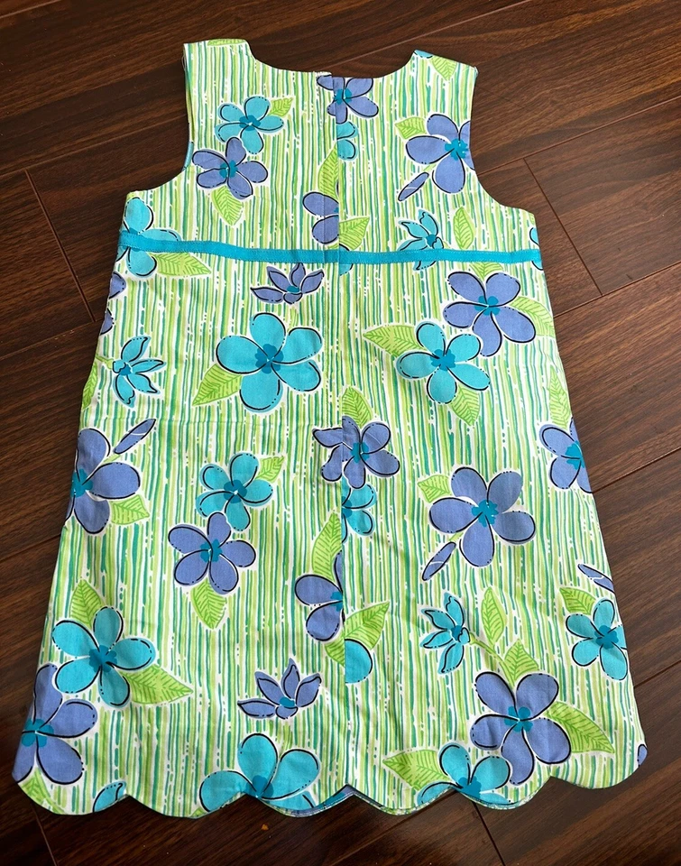 Vestido recto Lilly Pulitzer para niñas talla 4 etiqueta blanca verde turquesa usado en excelente estado adorable Foto 4 de 4