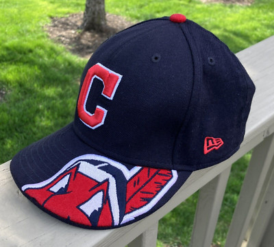 Vtg Cleveland Indians New Era Fitted Hat Big Chief Wahoo Logo Size 7.5 100% Wool
