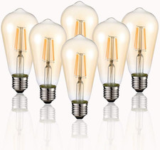 Vintage LED Edison Bulbs 4W St58,Equivalent 60W,Dimmable,6 Pack E26 Base 400Lume