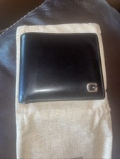 GUCCI Authentic Leather Bifold wallet with G mark black VGUC OG Box COA 