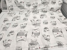 Aden  Anais Baby Blanket Owls  Birds Gray White Cotton Muslin Swaddle