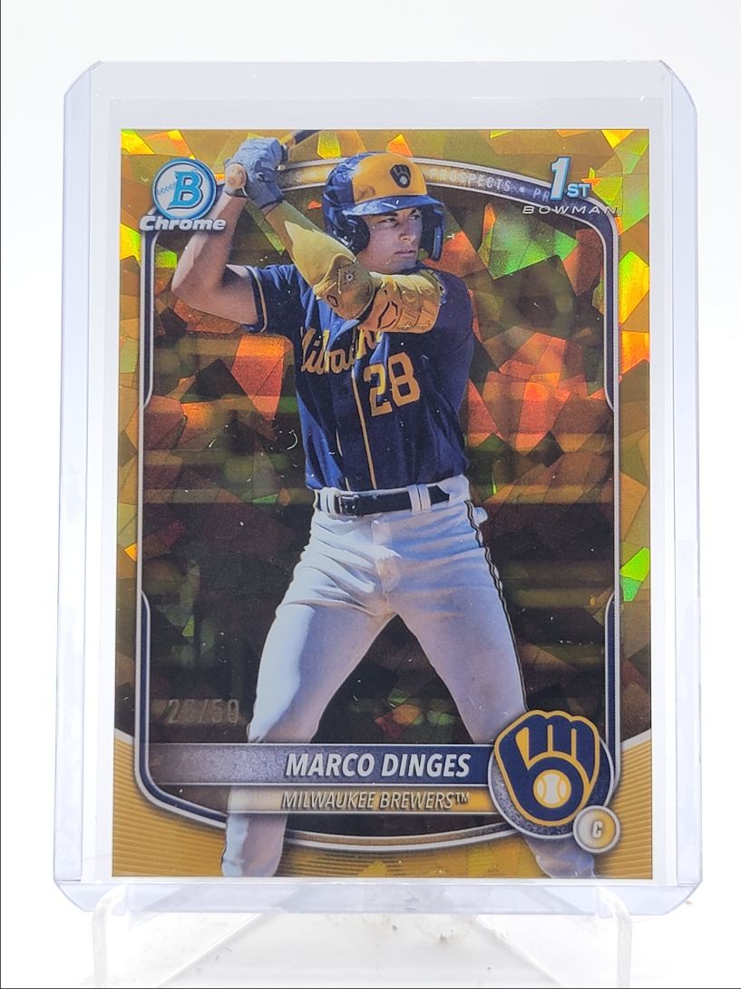 MARCO DINGES 2025 BOWMAN CHROME 1ST SAPPHIRE GOLD REFRACTOR /50 Q3967