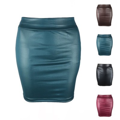Neu Minirock Wet-look Faux Leder Hohe Taille Kunstleder Partei Schwarz