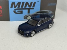 Mini GT 1:64 diecast No.186 Audi RS6 Avant Navarra Blue Metallic, boxed