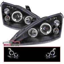 Fits 2000-2004 Ford Focus Black Led Halo Projector Headlights Lamps Leftright Fits 2000-2004 Ford Focus Black Led Halo Projector Headlights Lamps Leftright