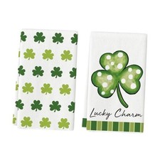 Lace Polka dot Clover Shamrock St.Patrick's Day Kitchen Dish Towels, 18x26