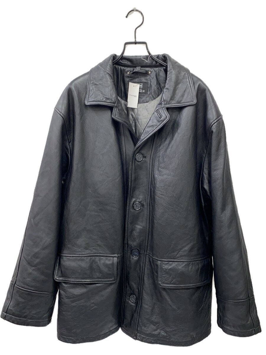 TCM Classic Black Leather Blouson Jacket Plain Design 1266
