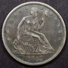 1843-O 50c Seated Liberty Half Dollar - AU Details Old Cleaning