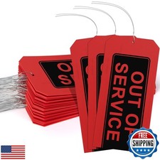 Out of Service Tags,100-pk Red Repair Tags with Wires Attached,Tear and Water