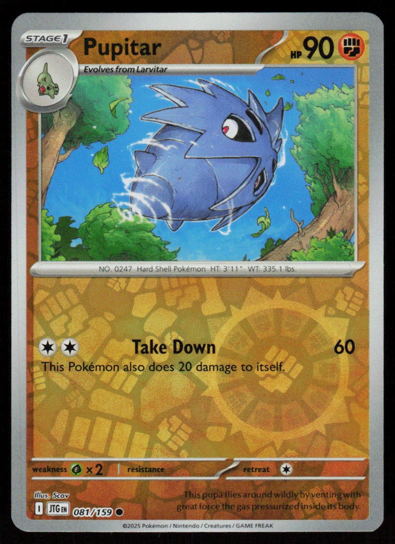 Pupitar 081/159 Common Journey Together Pokemon Reverse Holo Near Mint