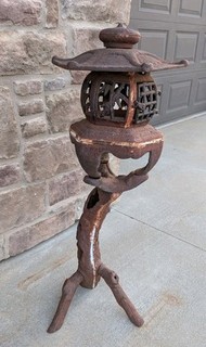 VTG Japanese Cast Iron Tree Branch Pagoda Lantern Koboku toro Tree Form